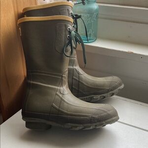 LaCrosse Olive Green Lace-Up Rain Boots Women’s size 8 Burley Eddie Bauer collab